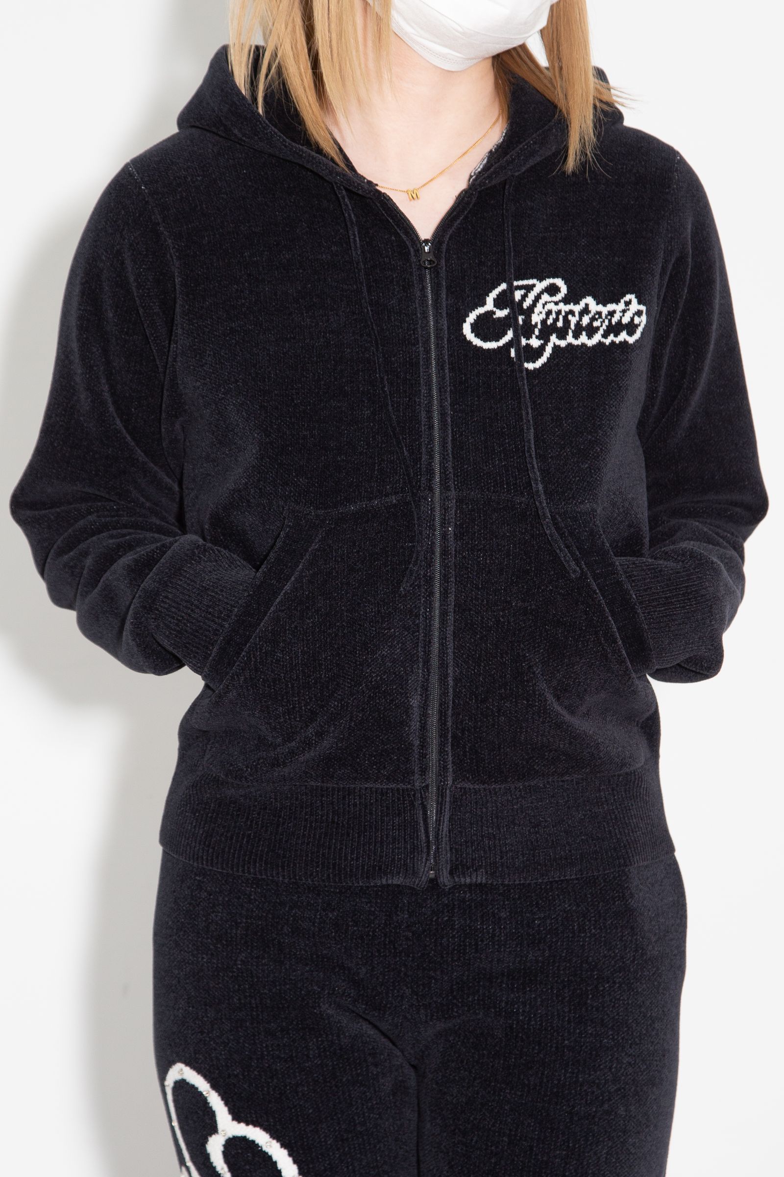 【セットアップ】HYSTERIC GIRL編込 パーカー・HYSTERIC GLAMOUR編込 フレアパンツ / ブラック