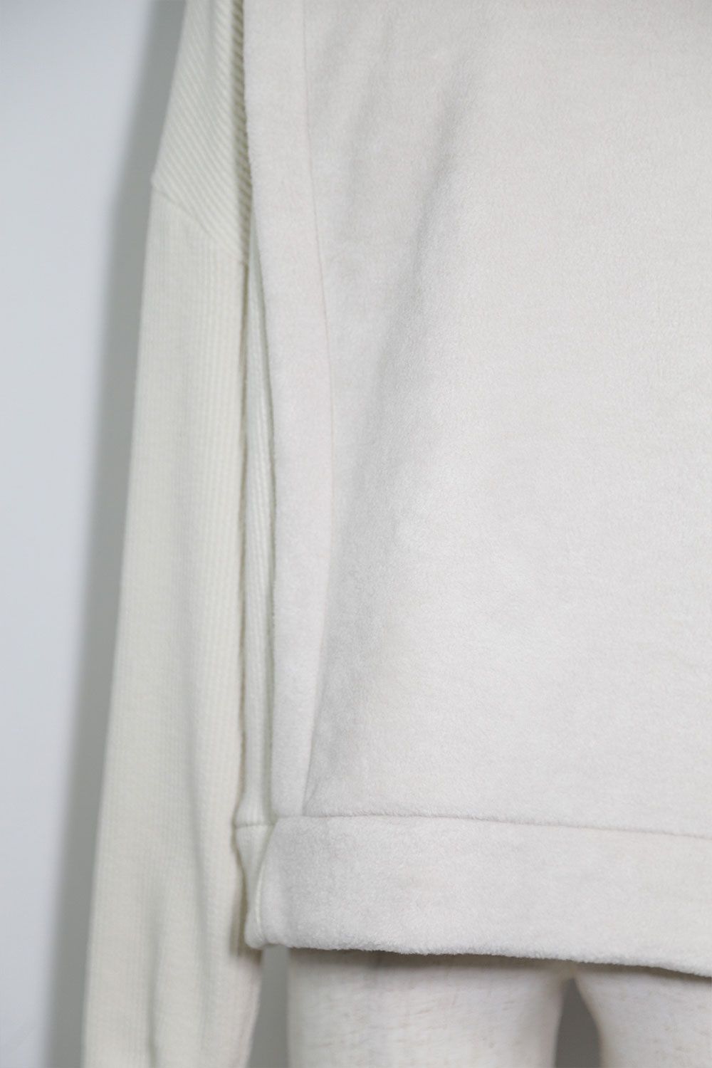 ニットコーデュロイ×フリーストップ / Knit Corduroy Combi Fleece Top / アイボリー / ag-10086