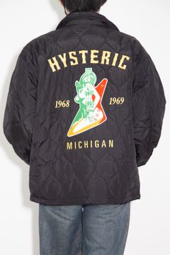 GUITAR GIRL MICHIGAN刺繍 キルティングジャケット / ブラック