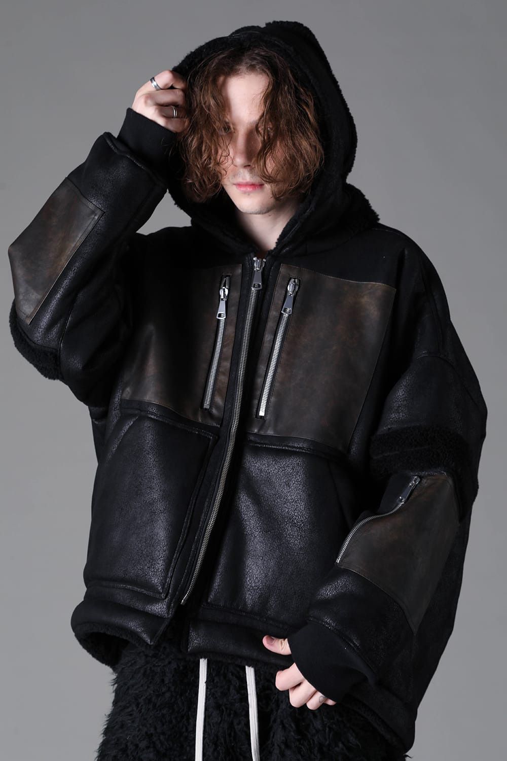 Faux Shearling Hoodie Blouson