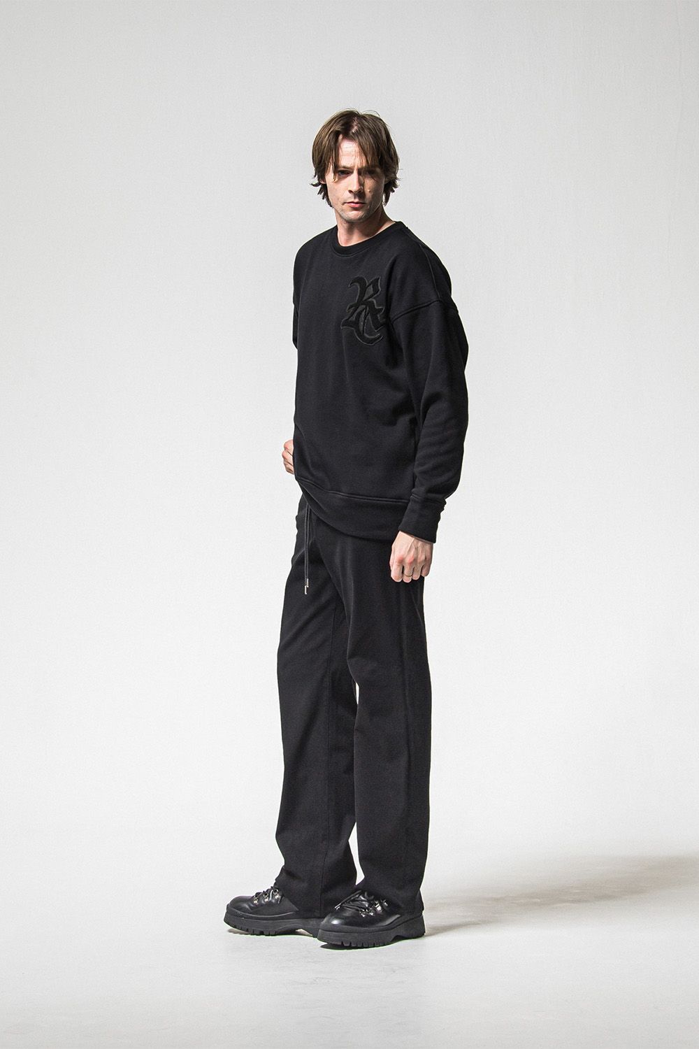 RC chenille velours fleece drop trainer / ブラック