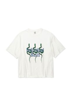 DROP SHOULDER "INDIVIDUAL BASIS" SNAKE LOGO TEE / ホワイト