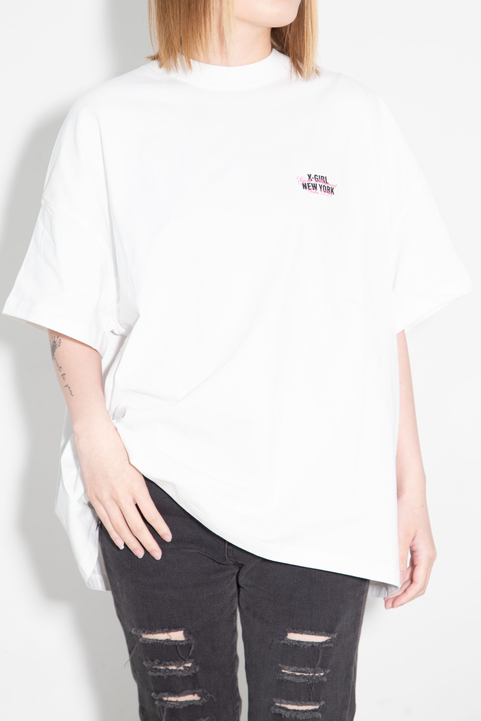 [ラスト1点 サイズS] FACE AND SCRIPT MIX LOGO S/S BIG TEE DRESS / ホワイト