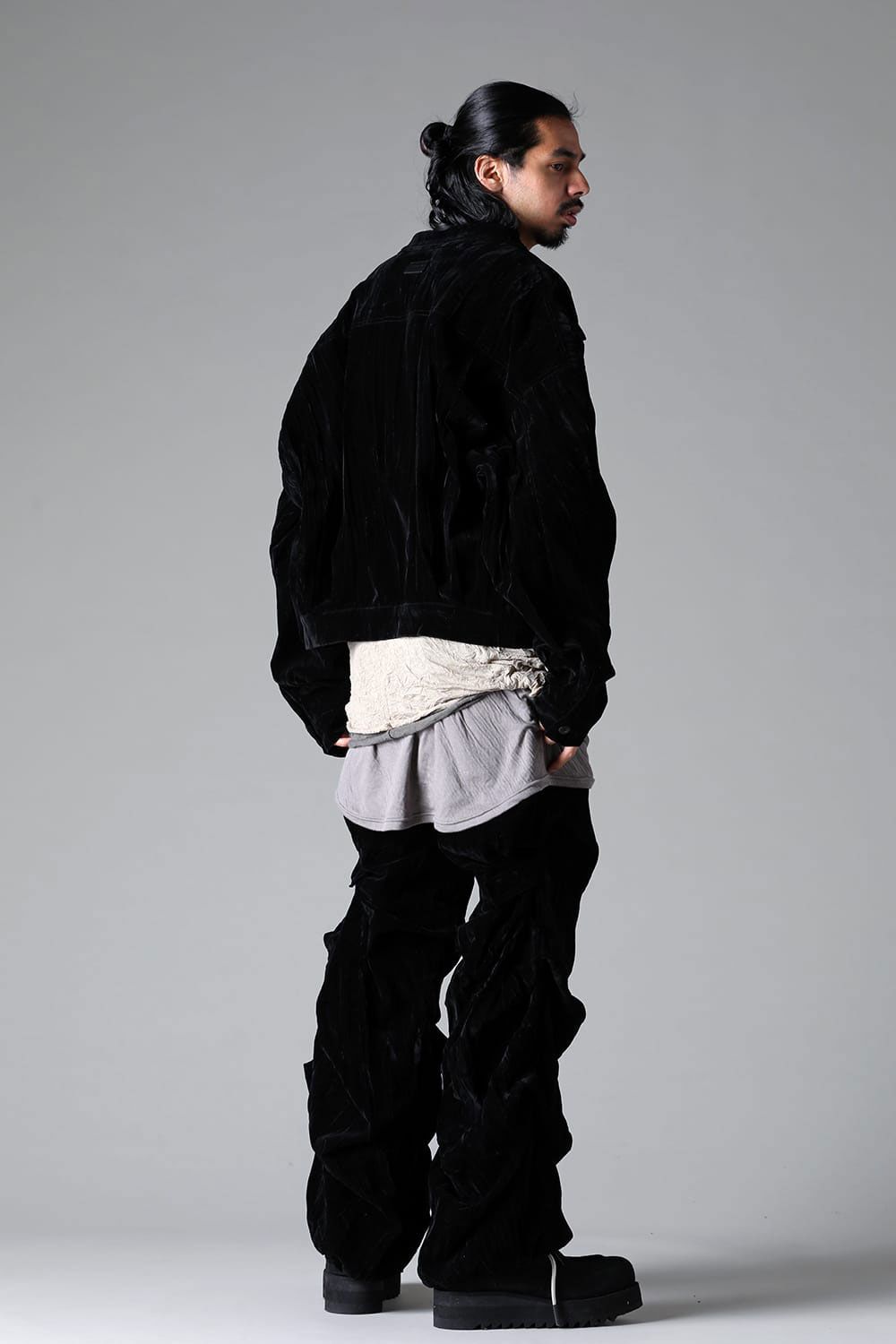 ベロアタックワイドパンツ / TUCK WIDE PANTS / ブラック / ag-12035-1