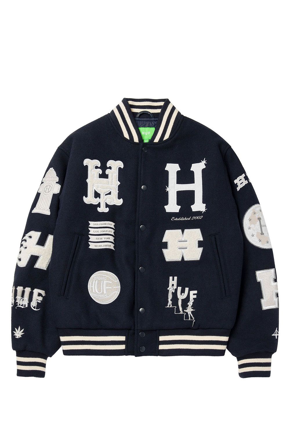 HUF - 20 YEAR CLASSIC H VARSITY JACKET / ネイビー | Tempt