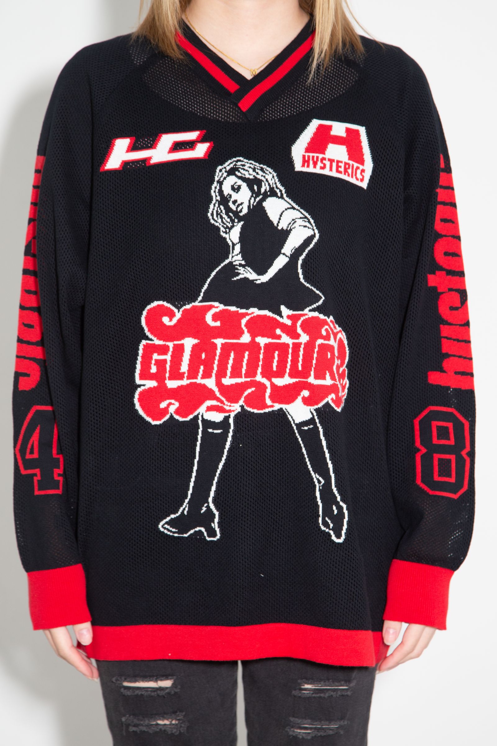 HYSTERIC84ジャカードメッシュ プルオーバー / ブラック