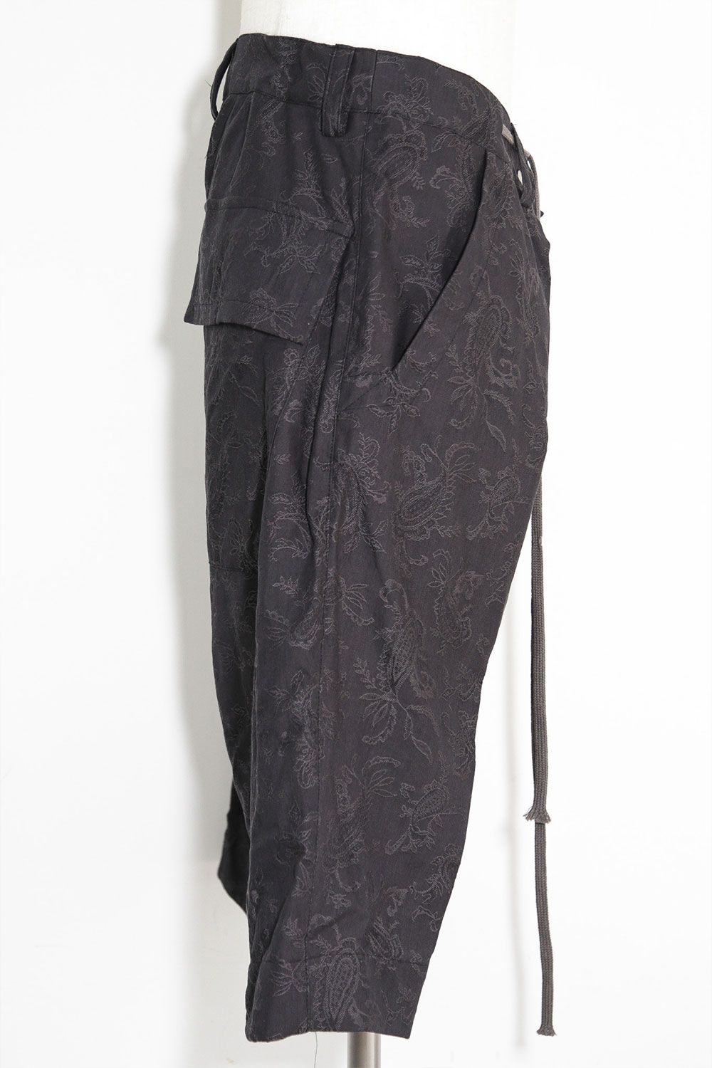 [ラスト1点 サイズ1] ペイズリー袴タックショーツ / Paisley Front Zip Tuck Shorts / ブラック / ag-9061-1