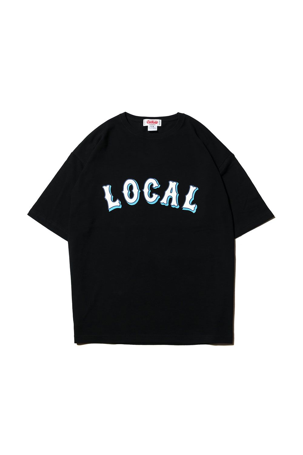 CUTRATE LOCAL DROP SHOULDER S/S T-SHIRT / ブラック×ホワイト
