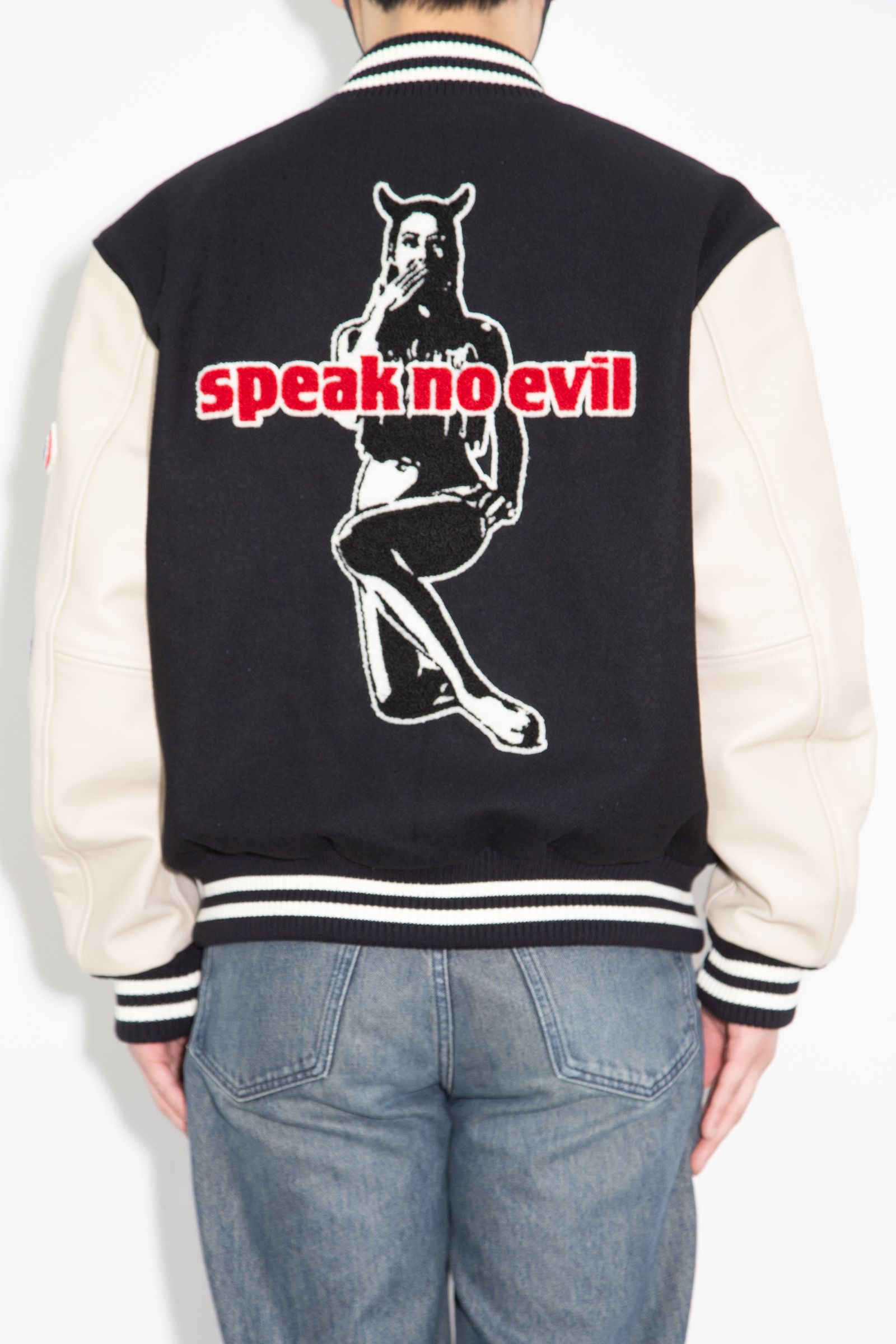 SPEAK NO EVILワッペン スタジャン / ブラック