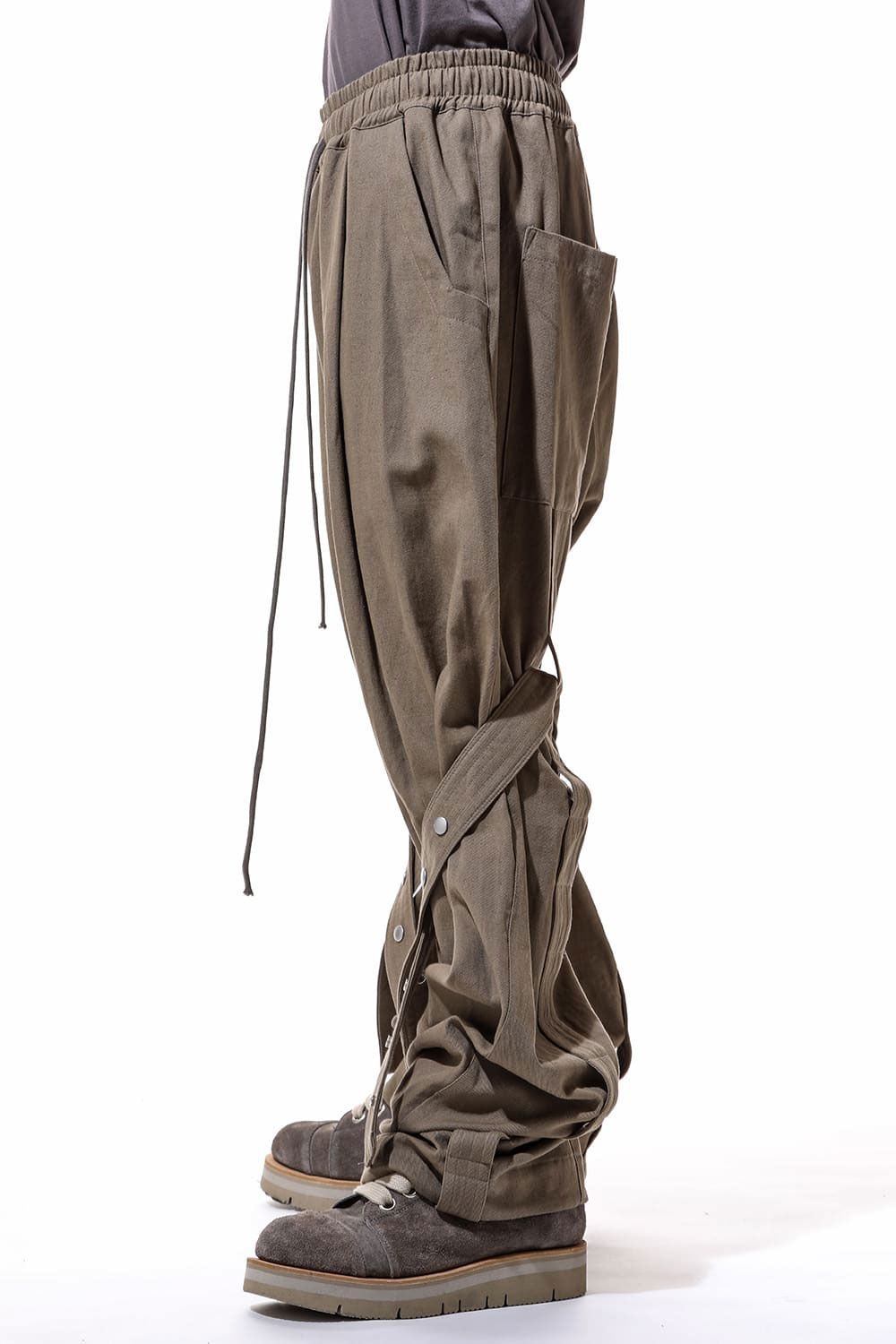 コットンリネンベルトワイドパンツ / Belt Parts Long Pants / ブラック / ag-9094-2