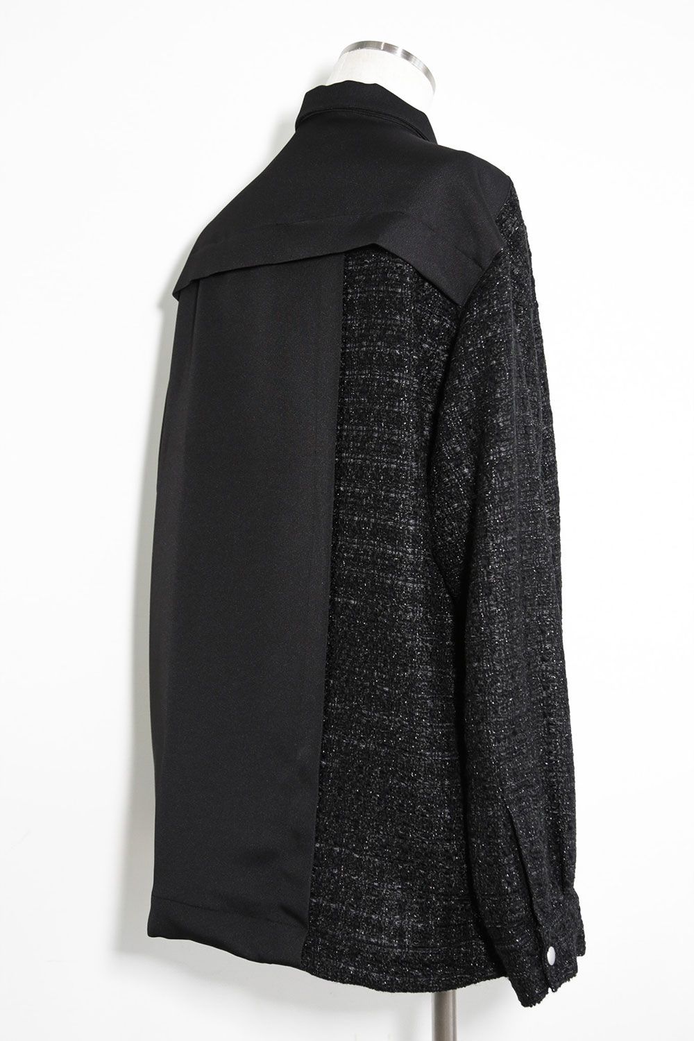 [ラスト1点 サイズ3] ツイードコンビシャツ / Tweed Combi Shirts / ブラック / ag-10084-2