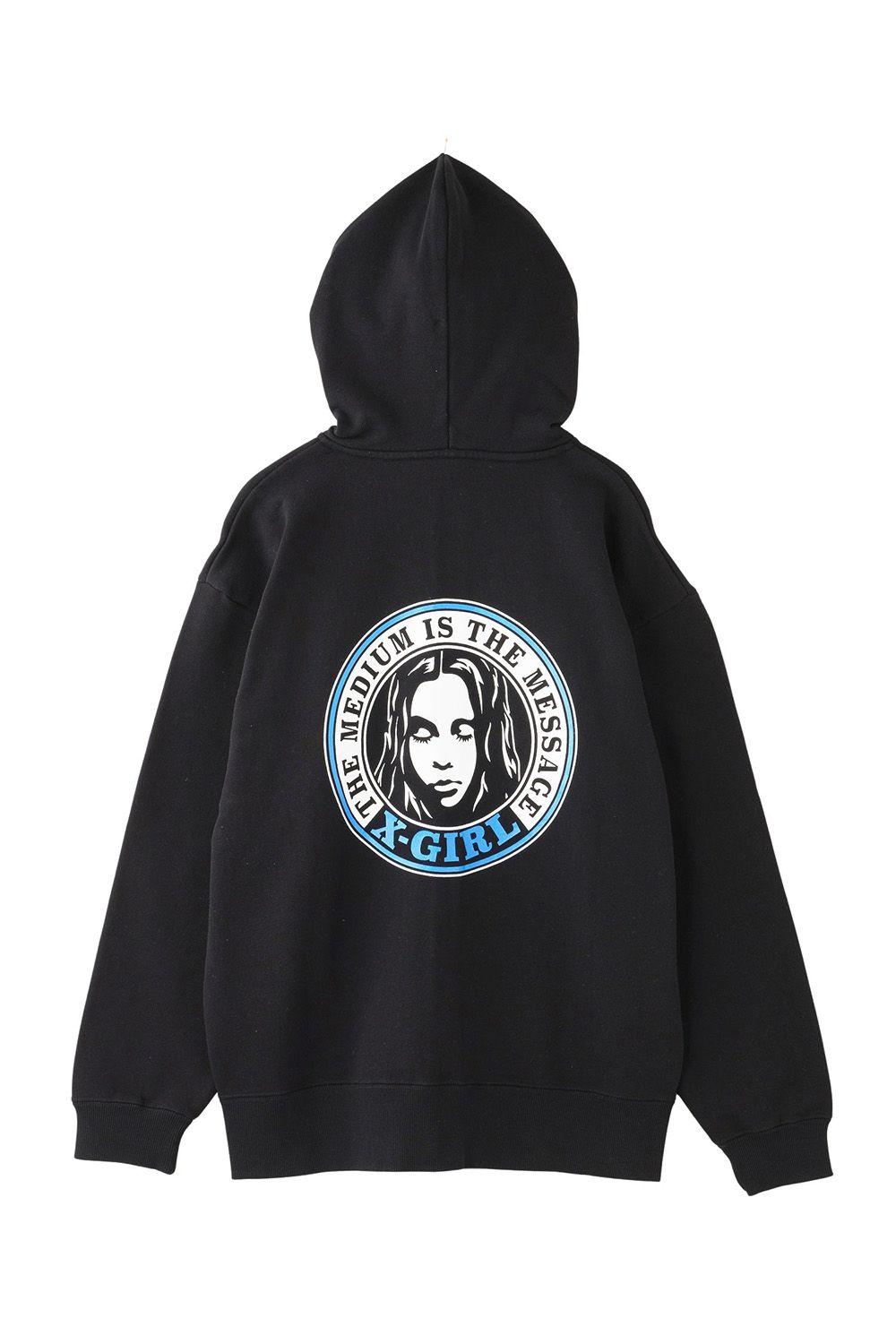 CIRCLE LOGO AND FACE ZIP UP SWEAT HOODIE / ブラック