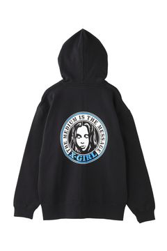 CIRCLE LOGO AND FACE ZIP UP SWEAT HOODIE / ブラック