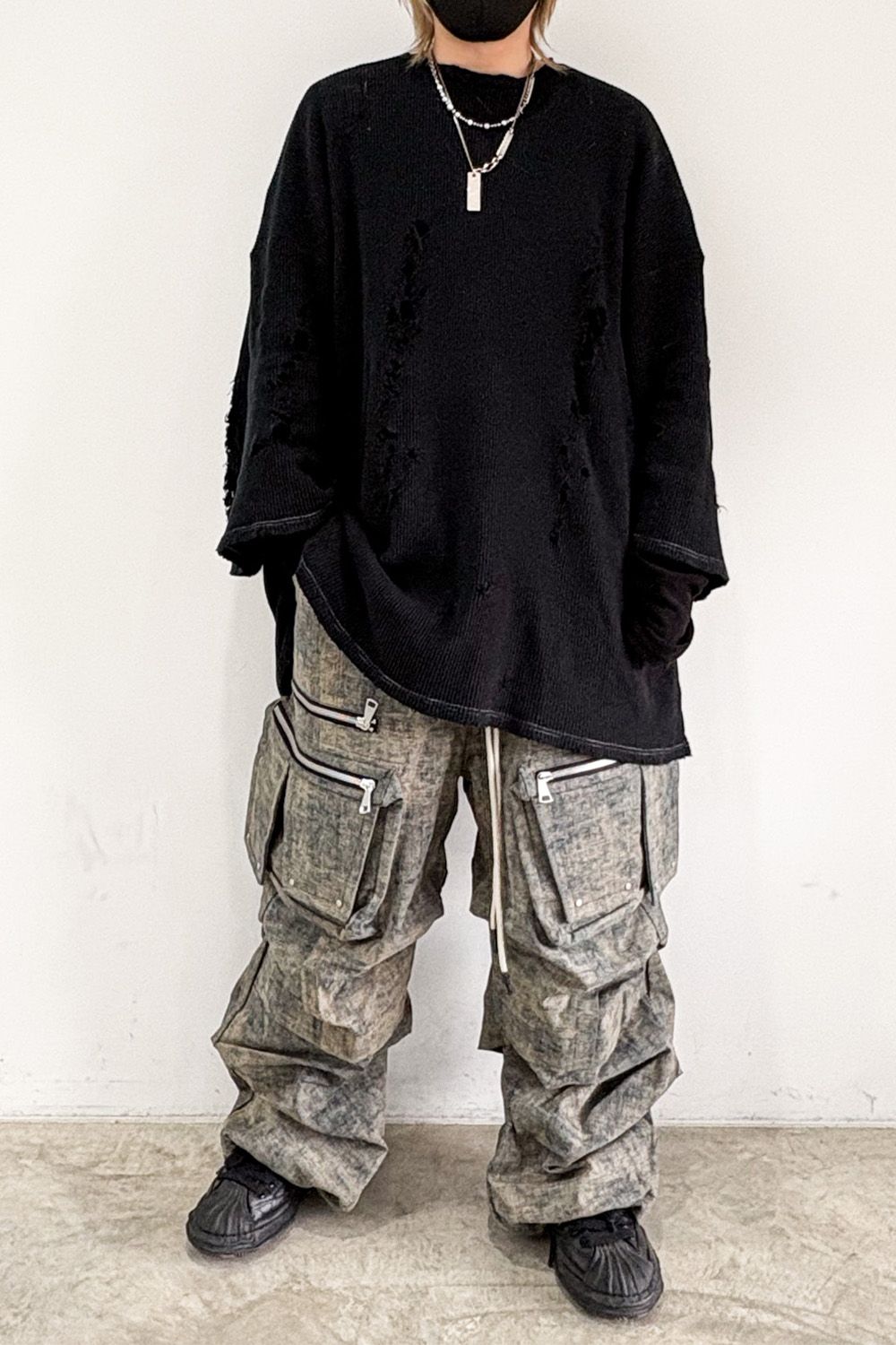 BLENDED SHADES DENIM CARGO TUCK WIDE PT / スチールブルー