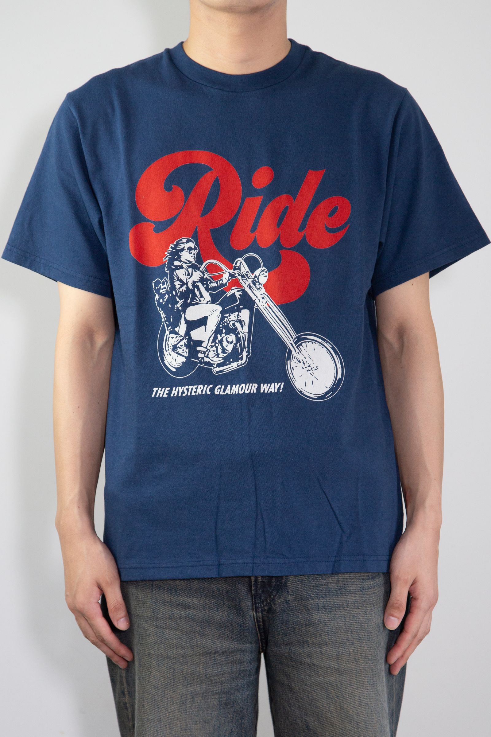 RIDE A MOTORCYCLE Tシャツ / ネイビー