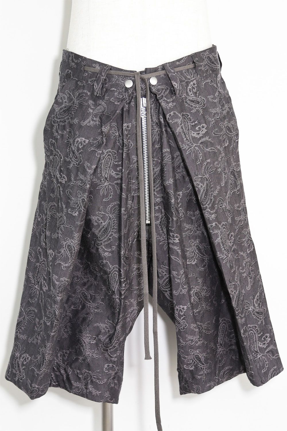 ペイズリー袴タックショーツ / Paisley Front Zip Tuck Shorts / ダークグレー / ag-9061-1