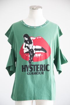 HYSTERIC LIPS GIRL SITTING オーバーサイズTシャツ / グリーン