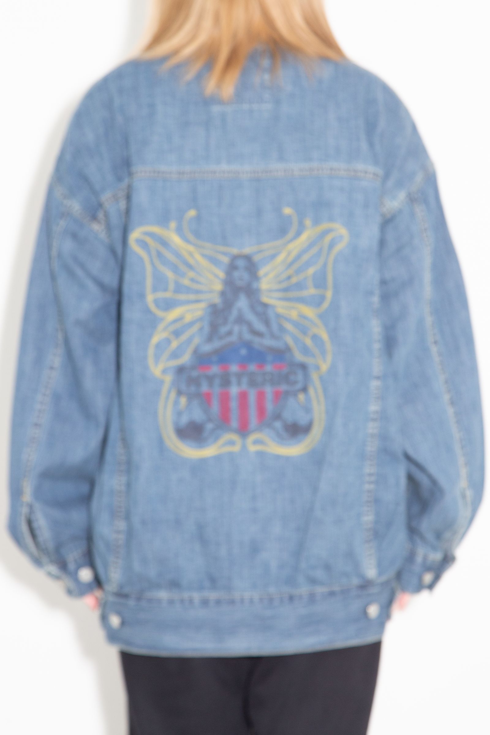LEVITATED GIRL刺繍 オーバーデニムジャケット / ライトインディゴ