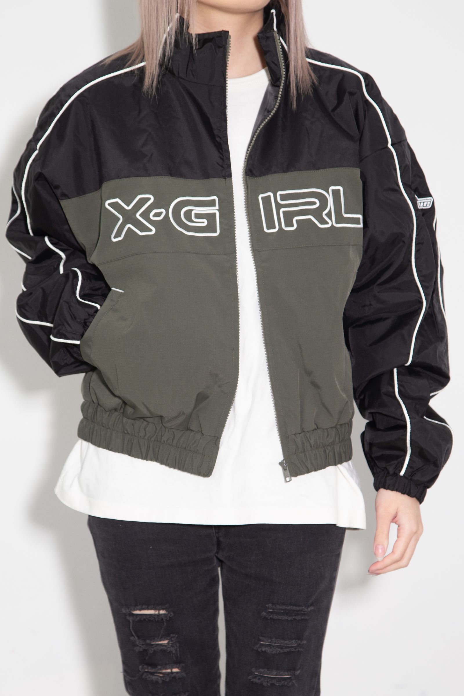 X-girl LOGO EMBROIDERY JACKET / オリーブ