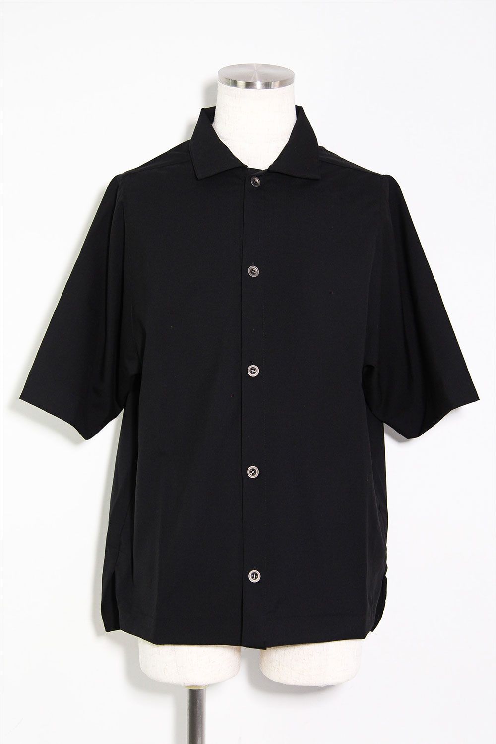 サマーウールハーフスリーブシャツ / Summer Wool Half Sleeve Shirts / ブラック / ag-11040