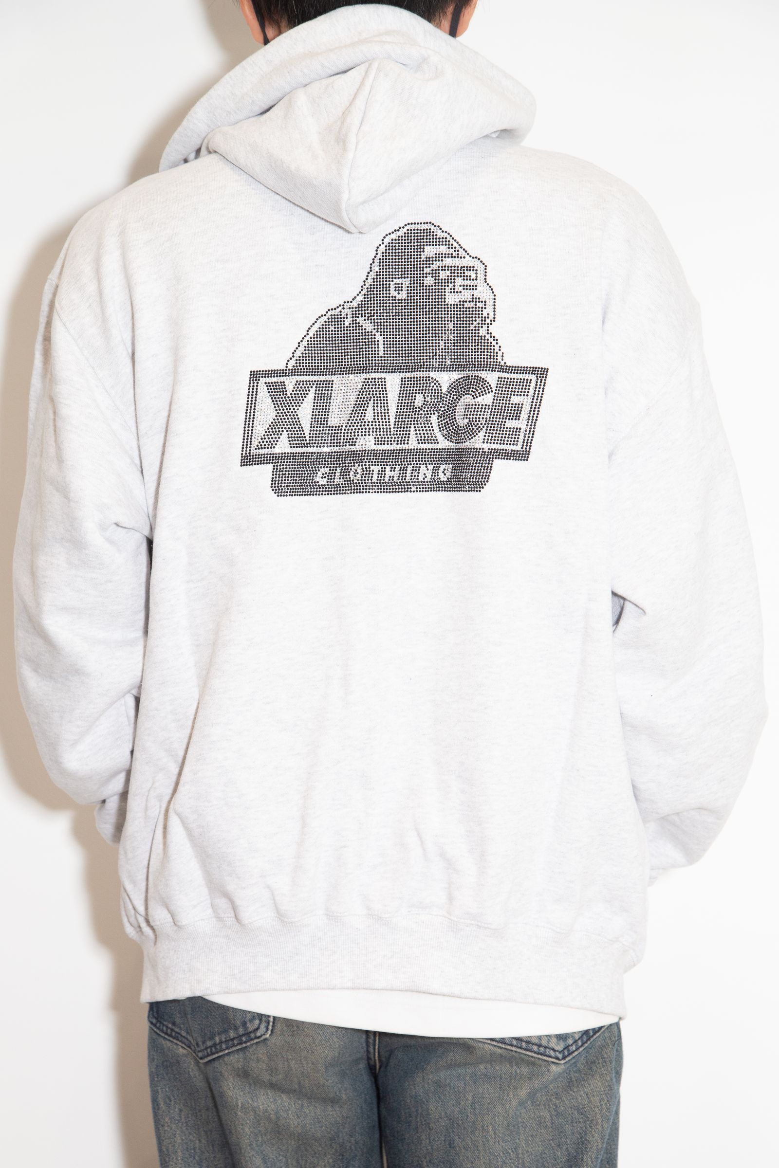 RHINESTONE OG ZIP HOODED SWEATSHIRT / アッシュ