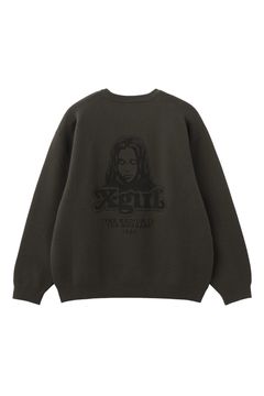 [ラスト1点] FACE EMBROIDERY KNIT TOP / チャコール