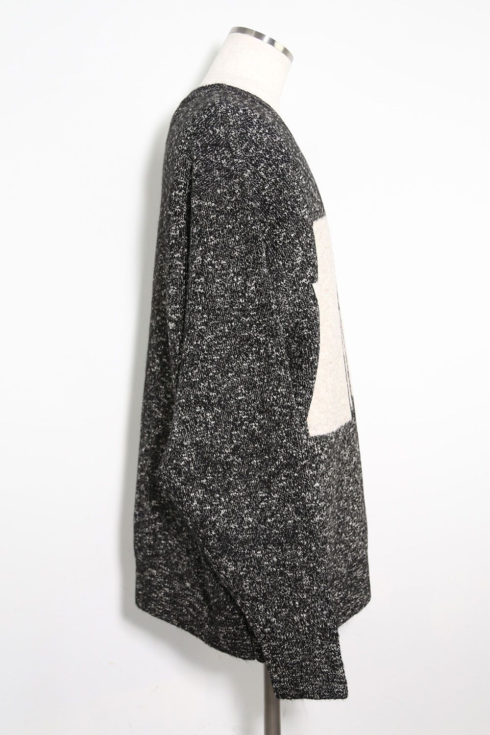 幾何学模様リラックスフィットニット / Geo Pattern Knit Top / グレー×ベージュ / ag-8011-1