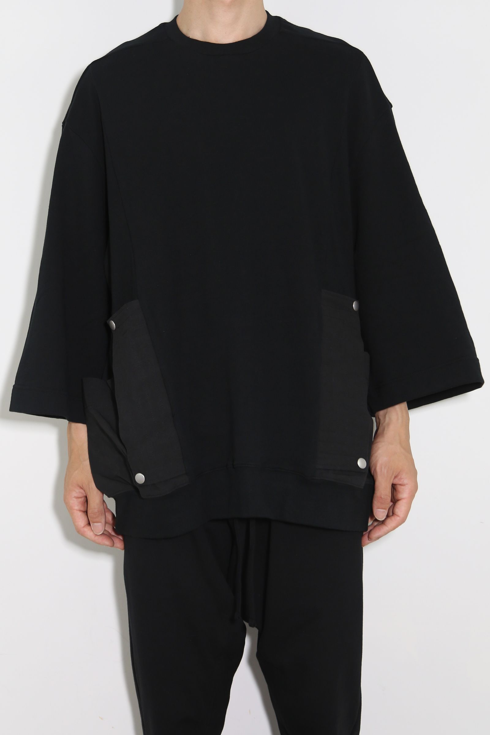 Nylon Combi Sweat Top / ブラック