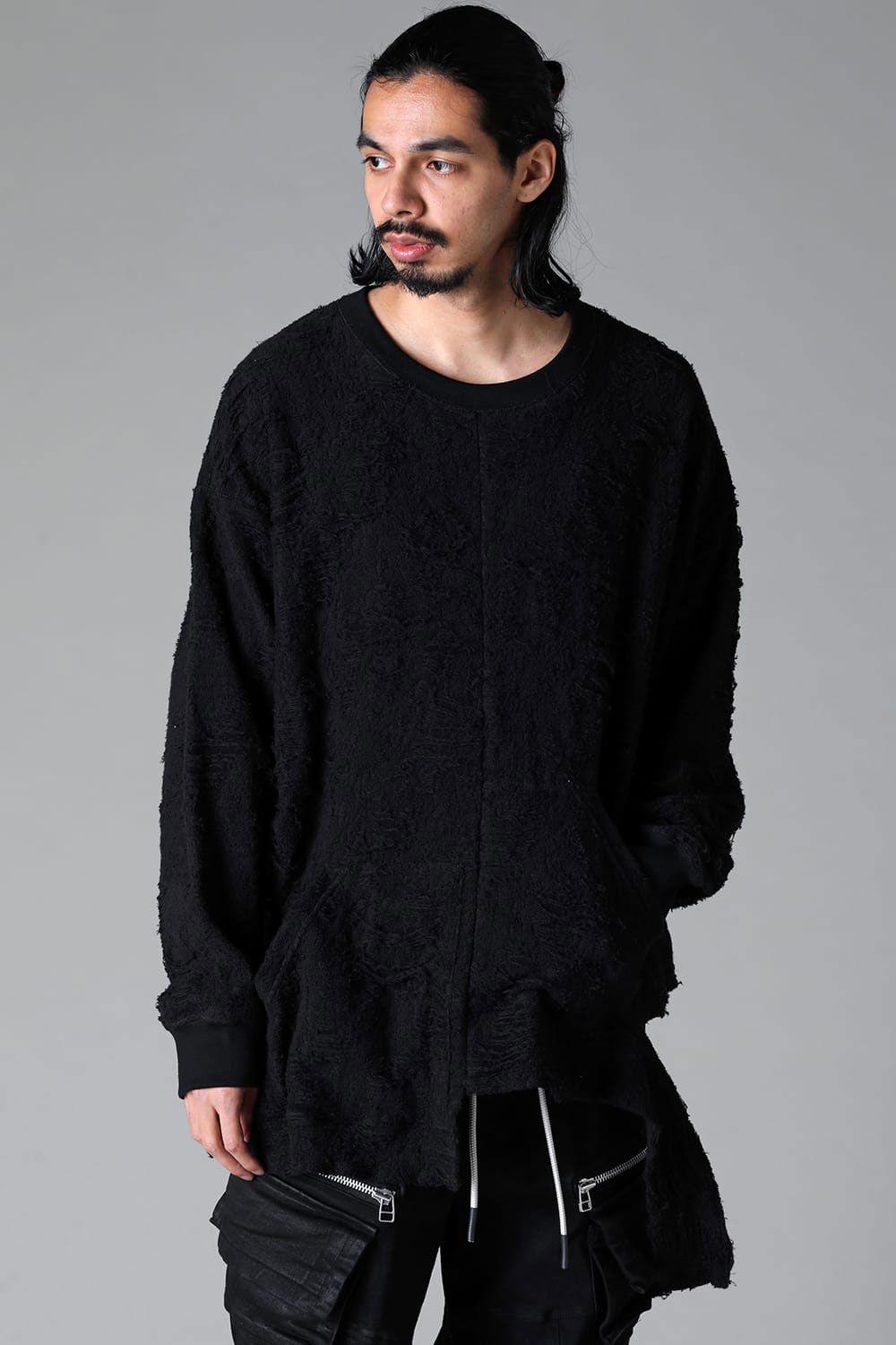 アシンメトリークルーネック / ASYMMETRY CREW NECK / ブラック / ag-12081-2