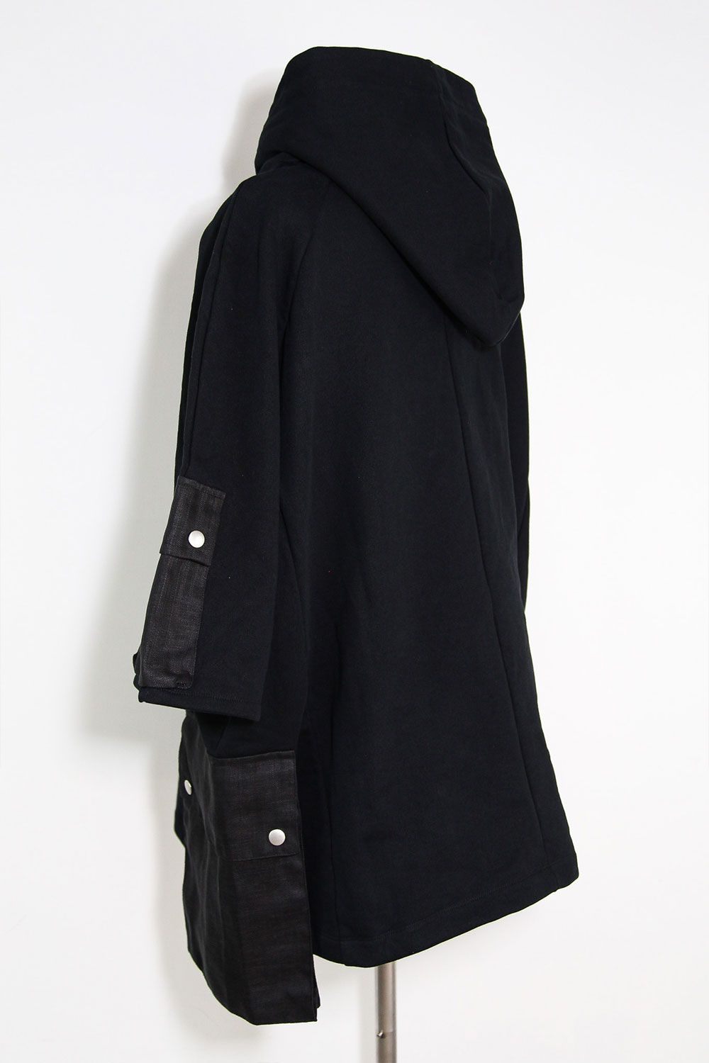 リネンコンビスウェットフーディー / Linen Combi Sweat Top / ブラック / ag-11034