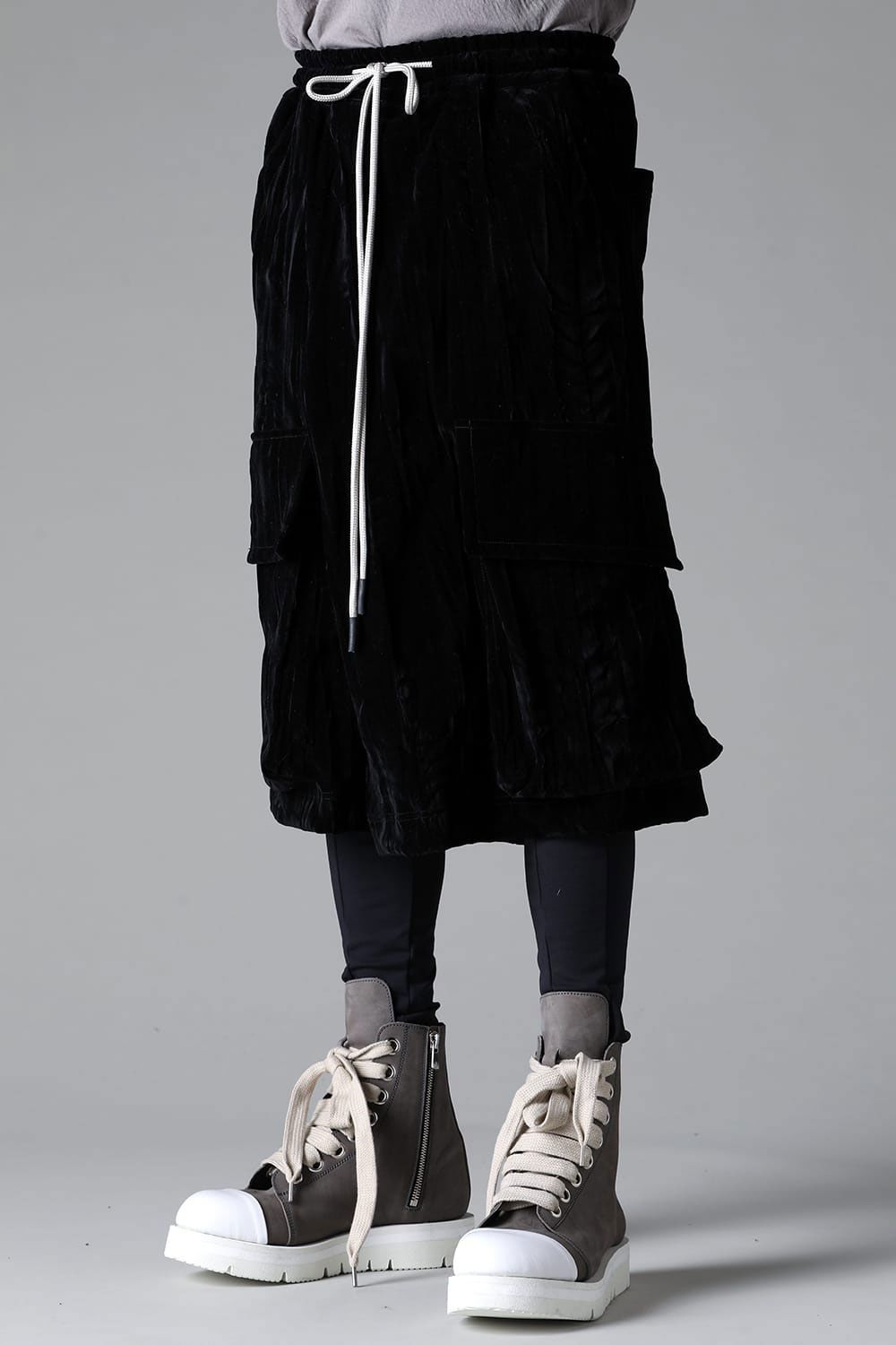 ベロアラップスカートパンツ / WRAP SKIRTS PANTS / ブラック / ag-12042