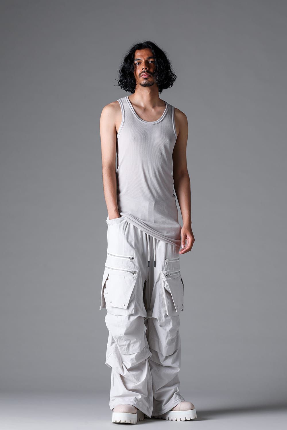 ラウンドリブタンクトップ / RIB TANK / ストーン / ag-1924-1