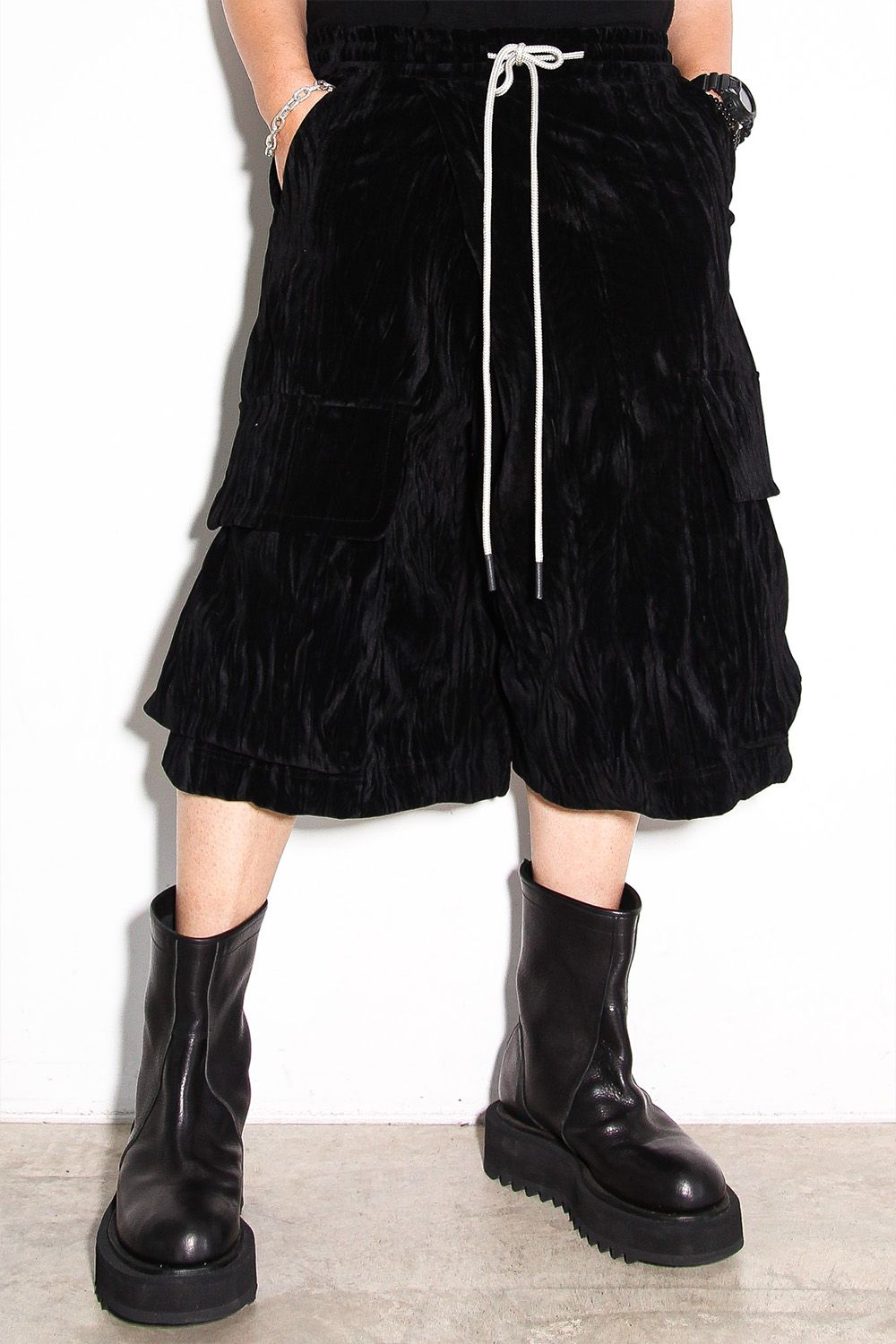 ベロアラップスカートパンツ / WRAP SKIRTS PANTS / ブラック / ag-12042