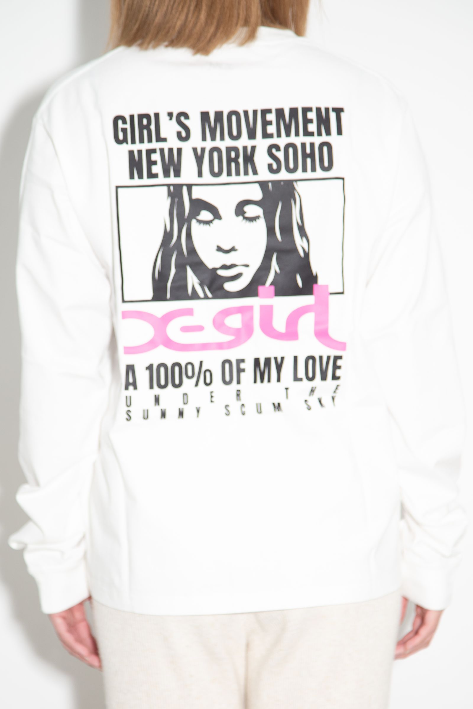 FACE BOX AND MESSAGE L/S TEE / ホワイト