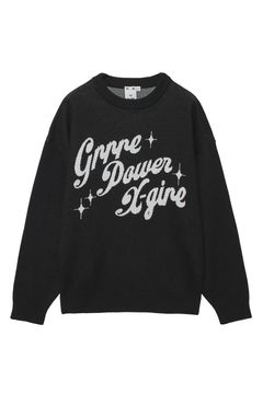 GIRL POWER LOGO JACQUARD KNIT TOP / ブラック