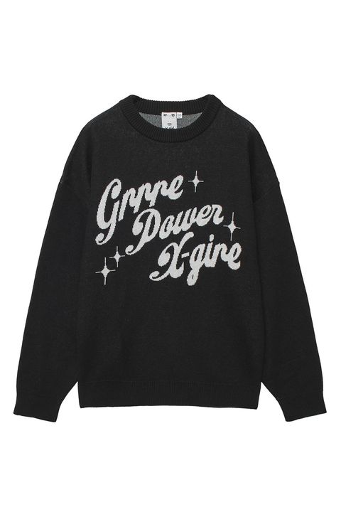 GIRL POWER LOGO JACQUARD KNIT TOP / ブラック