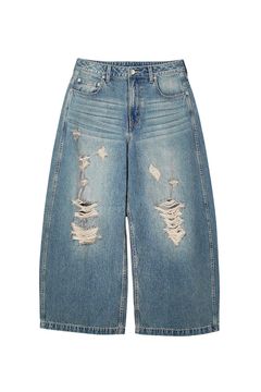 DISTRESSED BAGGY DENIM PANTS / インディゴ