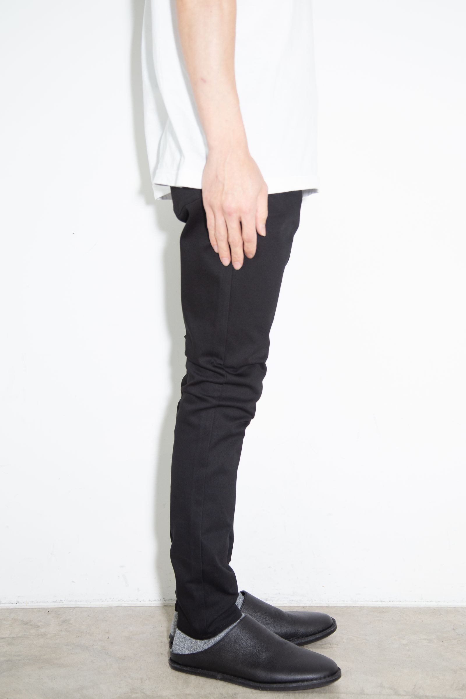 RUBBER STRECH TWILL 5POCKET SKINNY PANTS / ブラック
