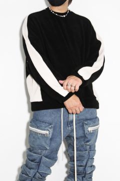 モーデュロイニットトップ / Morduroy Knit Top / ブラック×アイボリー / ag-10091