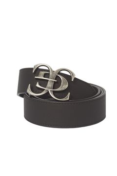 METAL XG EMBLEM BUCKLE FADED FAUX LEATHER BELT -