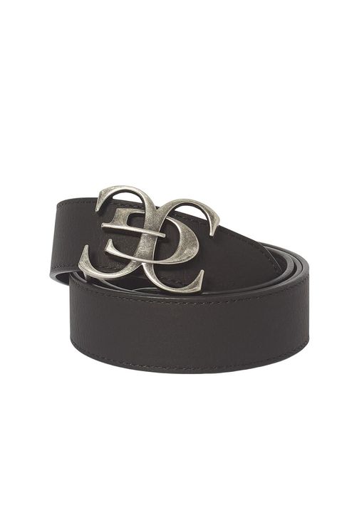 METAL XG EMBLEM BUCKLE FADED FAUX LEATHER BELT -