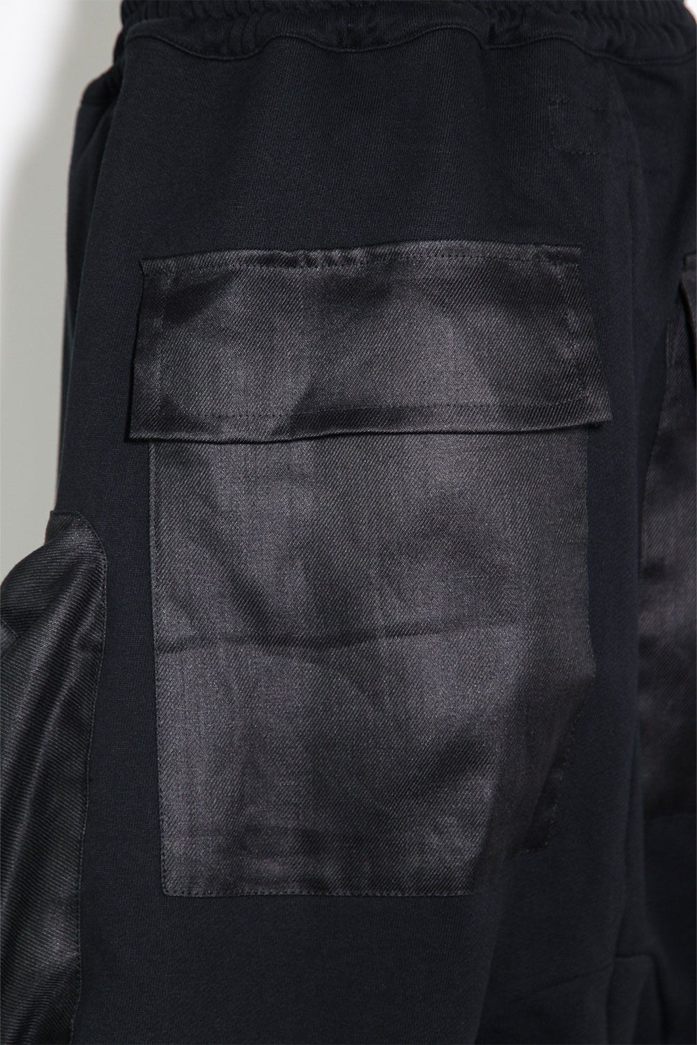 コットンリネンコンビスウェットショーツ / Linen Combi Sweat Shorts / ブラック / ag-9054