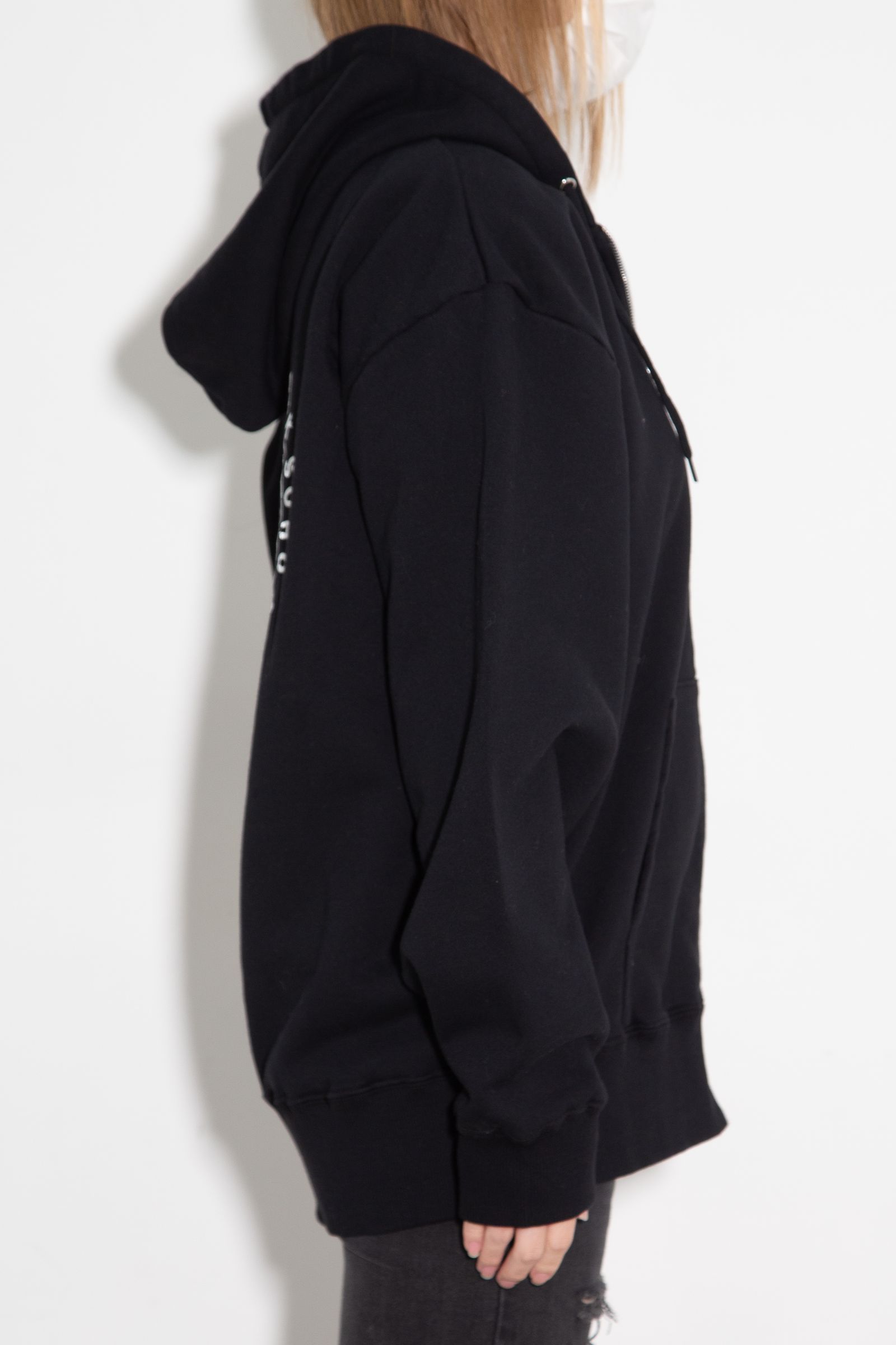 CIRCLE MESSAGE AND FACE ZIP UP SWEAT HOODIE / ブラック