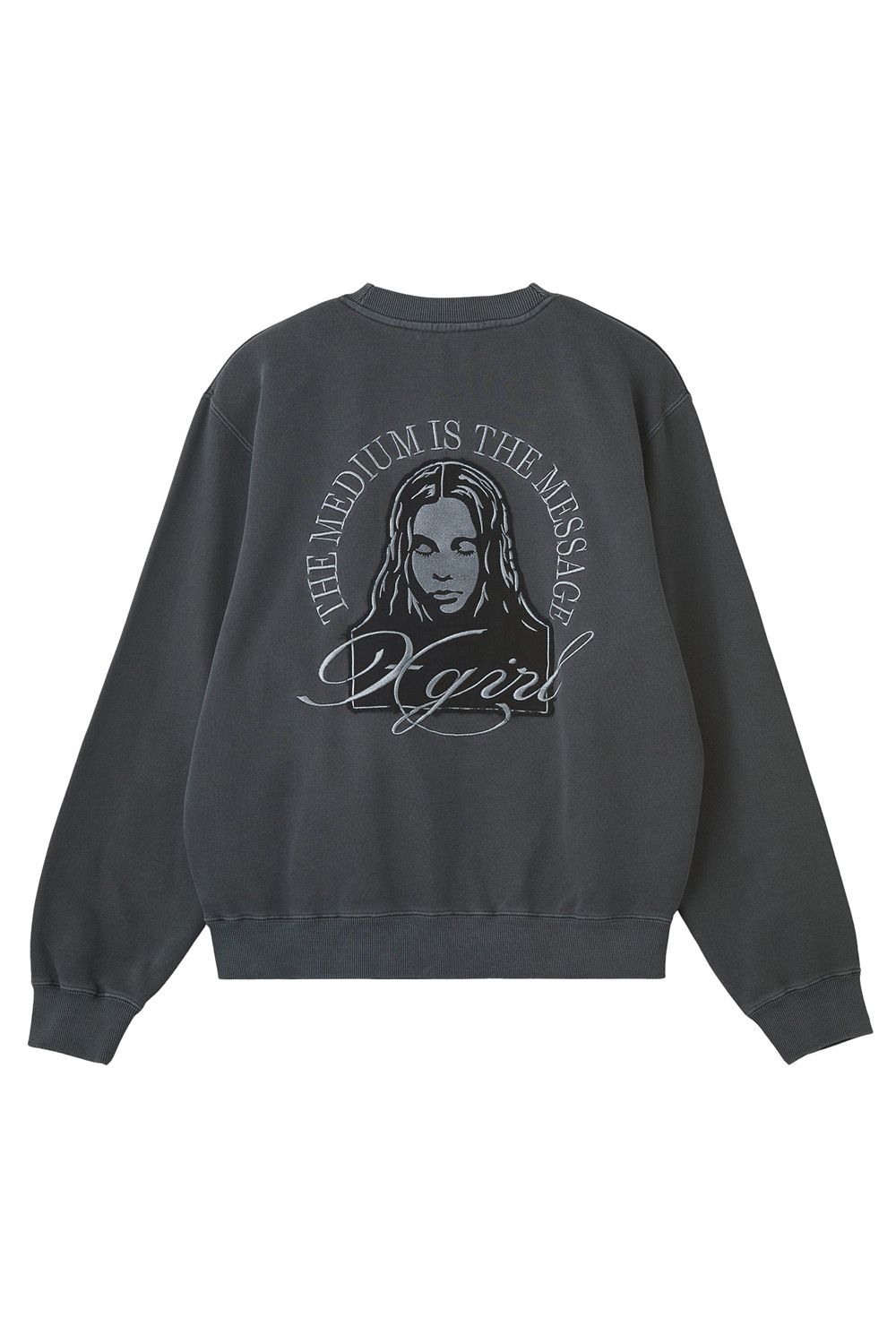 PIGMENT DYED FACE PATCH AND LOGO CREWNECK SWEATSHIRT / ブラック