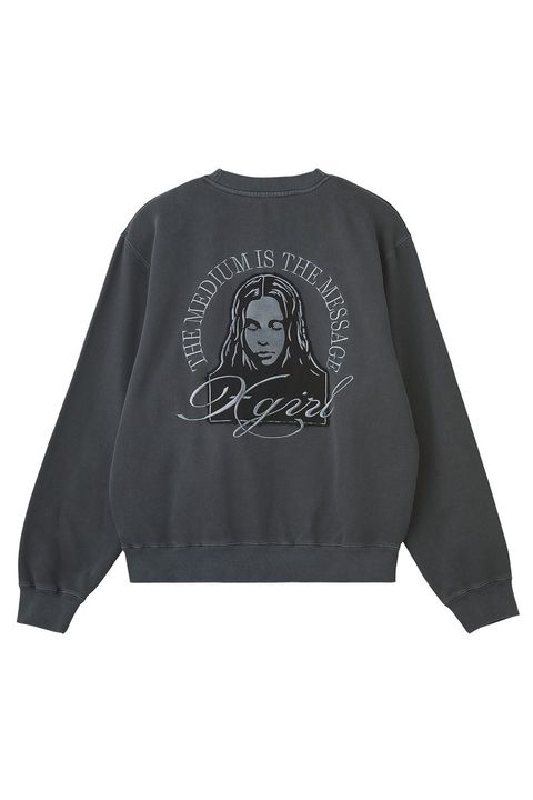 PIGMENT DYED FACE PATCH AND LOGO CREWNECK SWEATSHIRT / ブラック