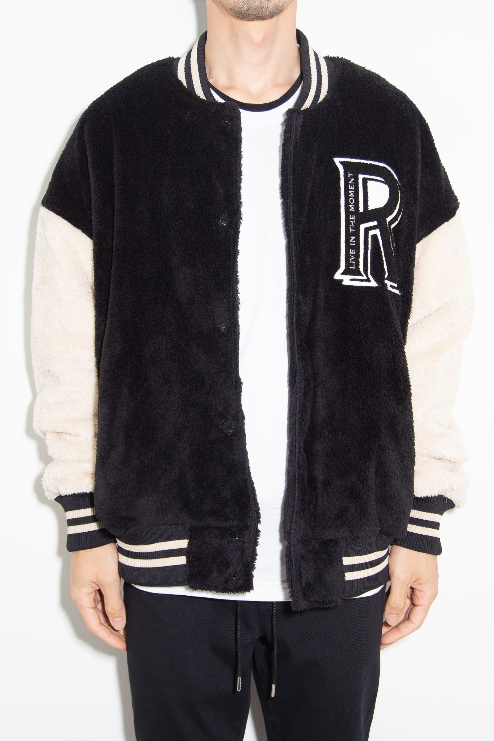 BOA OVER  VARSITY JACKET / ブラック×ベージュ