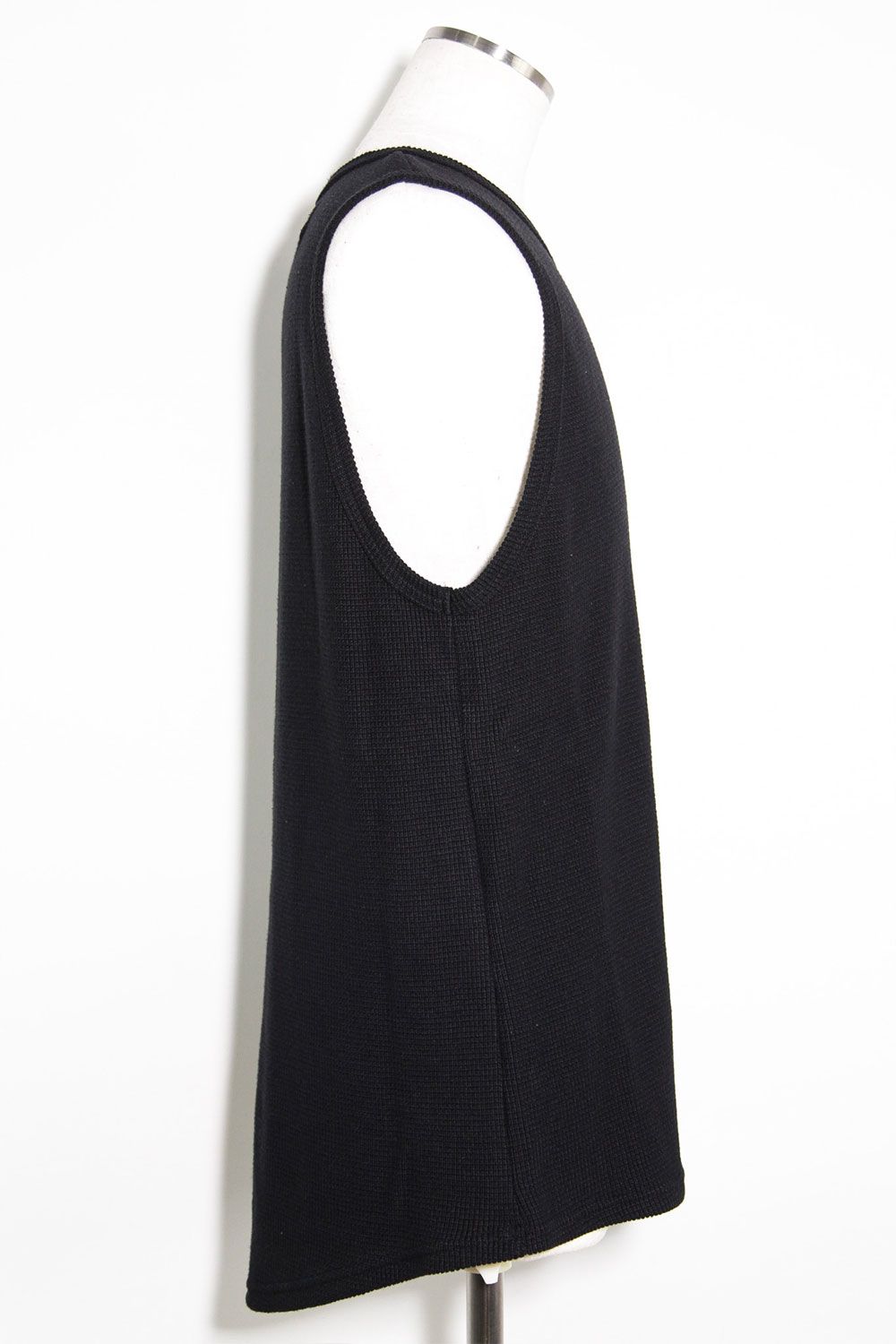 ミドル丈ワッフルタンクトップ / Middle Length Tank Top / ブラック / ag-10096-1