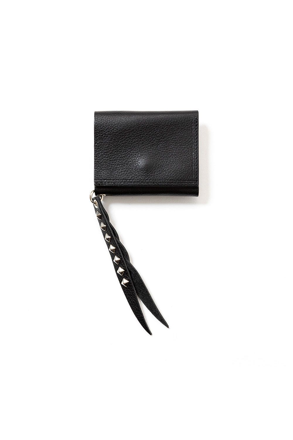 【CALEE/キャリー】財布 ブラック CALEE - PLANE LEATHER MULTI WALLET ＜STUDS CHARM