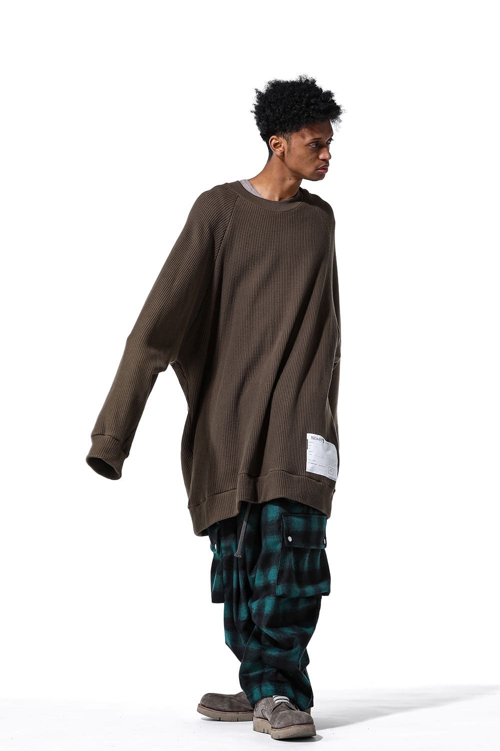 Waffle Dolman Long Pullover / ブラック