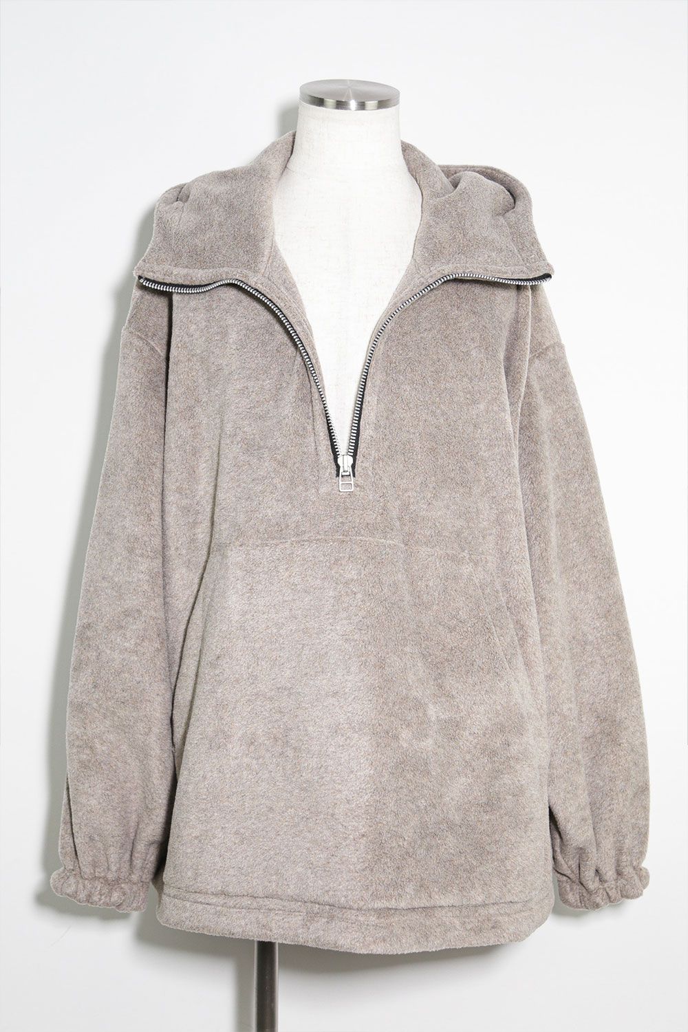 フリースハーフジップフーディー / Fleece Hoodie / ベージュ / ag-10085-1